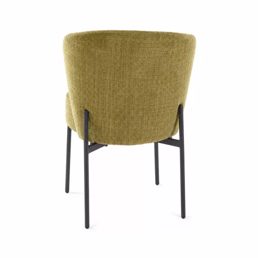 Modern kárpitozott étkezőszék – olívazöld design szék fekete fém lábakkal 80x51x50 cm