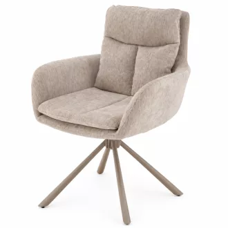   A modern forgószék kényelmes ülőfelülettel,  textilkárpittal beige színben  és elegáns beige fém lábakkal 65x60x87x51 cm   