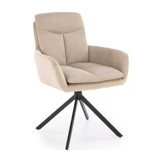   A modern forgószék kényelmes ülőfelülettel,  textilkárpittal beige színben  és elegáns fekete fém lábakkal 68x62x85x52 cm