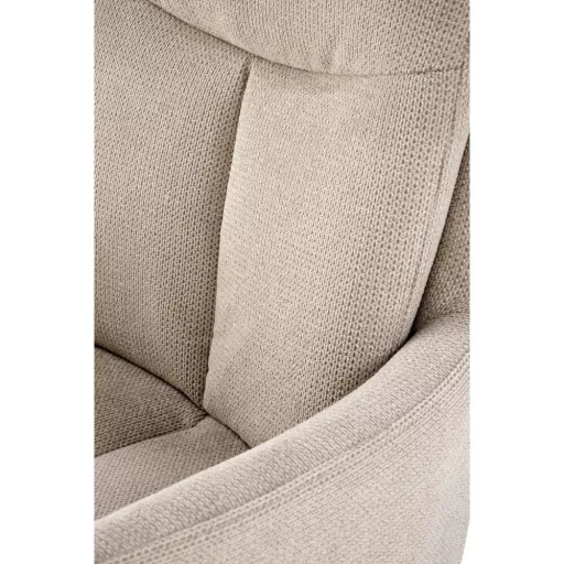 A modern forgószék kényelmes ülőfelülettel,  textilkárpittal beige színben  és elegáns fekete fém lábakkal 68x62x85x52 cm