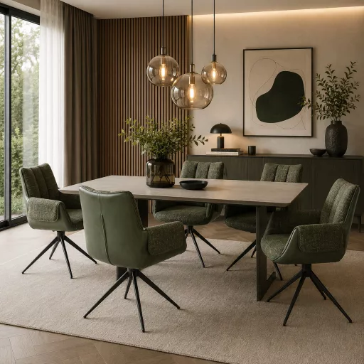 A modern forgószék kényelmes ülőfelülettel, ecobőr és textilkárpit kombinációjával olivazöld színben  és elegáns fekete fém lábakkal 65x64x87x49 cm