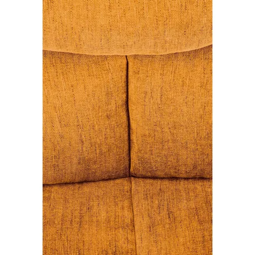 A modern forgószék kényelmes ülőfelülettel,  textilkárpittal mutársárga színben  és elegáns fekete fém lábakkal 65x60x87x51 cm