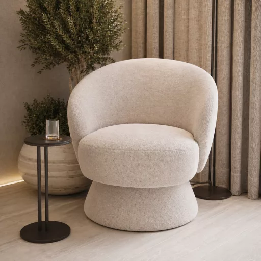 Modern fotel – kárpitozott design fotel beige szövet borítással nappaliba, hálóba  70x 76 x 46 cm