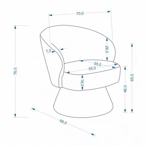 Modern fotel – kárpitozott design fotel szürke szövet borítással nappaliba, hálóba  70x 76 x 46 cm