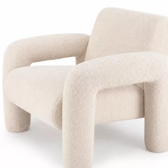   Stílusos, modern beige bouclé fotel puha tapintású kárpittal és egyedi formavilággal.  70x 76 x 46 cm
