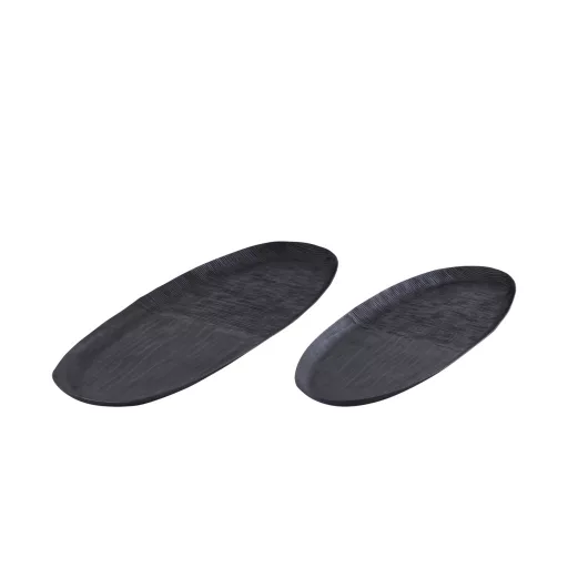 Antracitszürke színű dekorációs aluminium tál 13x33cm