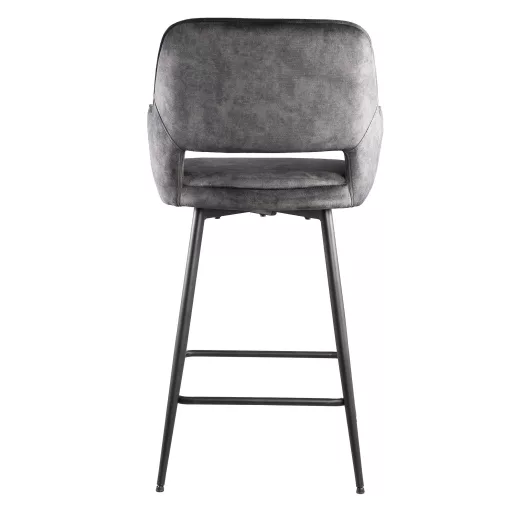 Kárpitozott design bárszék – Antracit szín, fekete fém lábakkal
