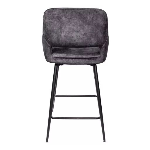 Kárpitozott design bárszék – Antracit szín, fekete fém lábakkal