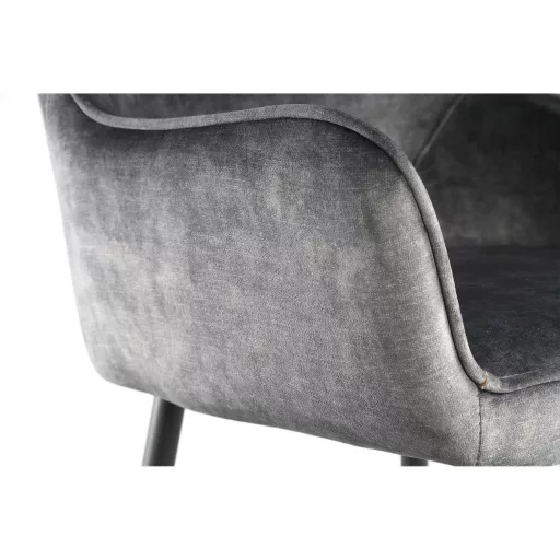 Kárpitozott design bárszék – Antracit szín, fekete fém lábakkal
