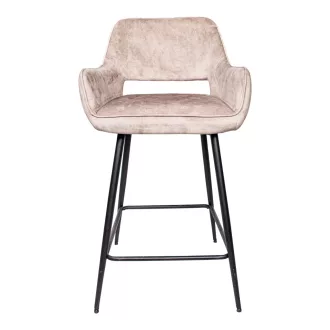 Khaki árnyalatú, design bárszék –Fekete fém lábakkal