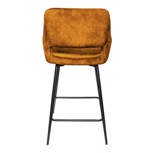 Kárpitozott design bárszék – Okker szín, fekete fém lábakkal