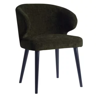   Karfás design szék – Olívazöld kárpitozás, fekete lábakkal