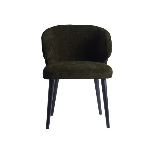 Karfás design szék – Olívazöld kárpitozás, fekete lábakkal