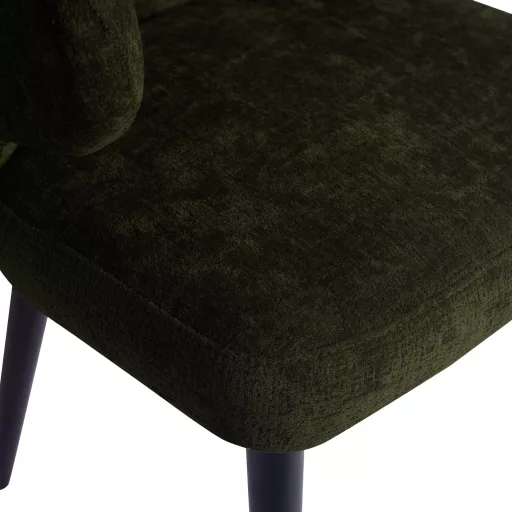 Karfás design szék – Olívazöld kárpitozás, fekete lábakkal