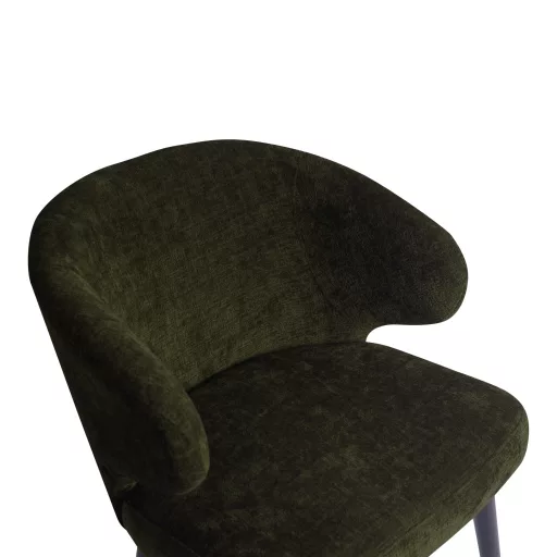 Karfás design szék – Olívazöld kárpitozás, fekete lábakkal