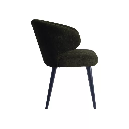 Karfás design szék – Olívazöld kárpitozás, fekete lábakkal