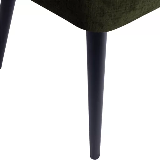 Karfás design szék – Olívazöld kárpitozás, fekete lábakkal