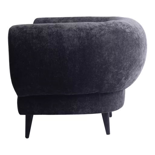Antracit színű lounge fotel lekerekített karfákkal – modern design karosszék