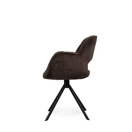 Forgatható karfás design szék – Sötétbarna kárpitozással, fekete talppal