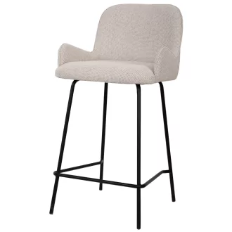   Texturált design bárszék – Krém szín, fekete fém lábakkal