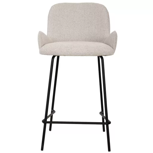 Texturált design bárszék – Krém szín, fekete fém lábakkal
