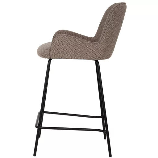 Texturált design bárszék – Beige szín, fekete fém lábakkal