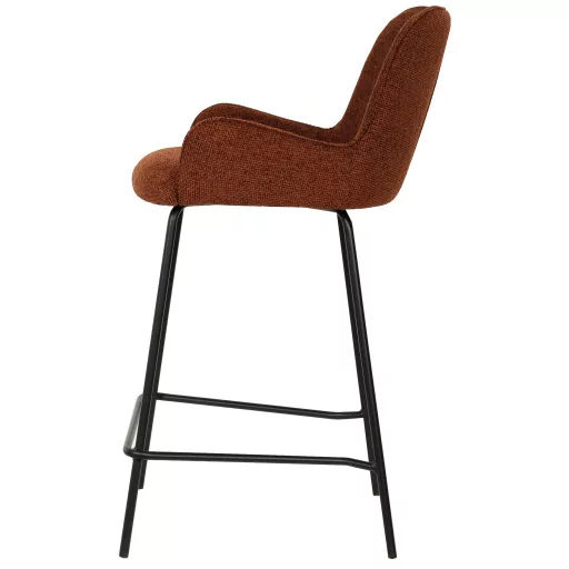 Texturált design bárszék – Taupe szín, fekete fém lábakkal