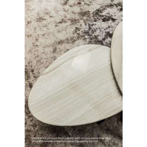 Kerek dohányzóasztal  márvány lappal – modern design asztal nappaliba