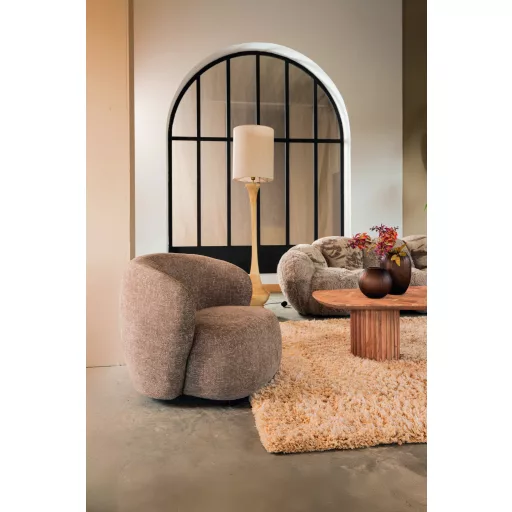Barna lounge fotel textil kárpittal – modern design karosszék nappaliba