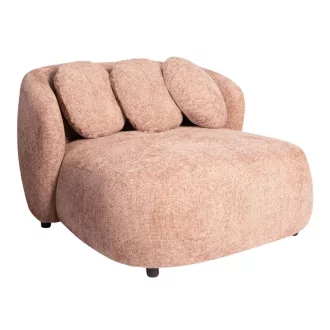   Púderrózsaszín lounge fotel díszpárnákkal – modern design karosszék