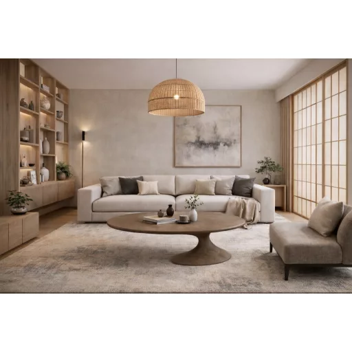 Ovális fa dohányzóasztal – robusztus talpú, természetes design asztal