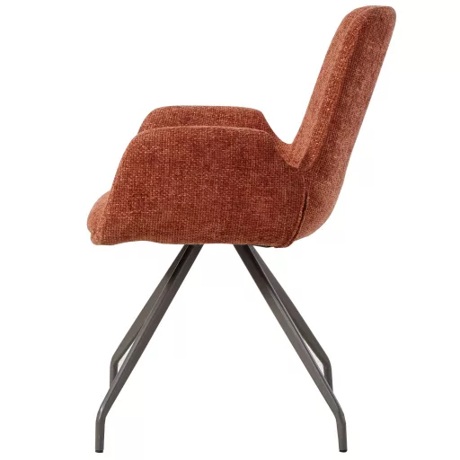 Karfás forgatható design szék – Rozsdabarna buklé kárpitozással
