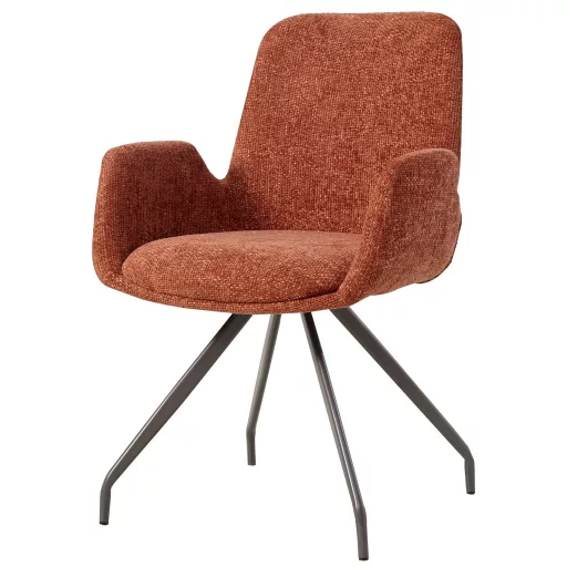 Karfás forgatható design szék – Rozsdabarna buklé kárpitozással