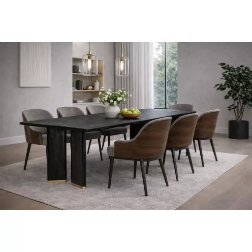 Prémium mangófa étkezőasztal fém lábakkal – 200×100 cm modern design étkezőasztal