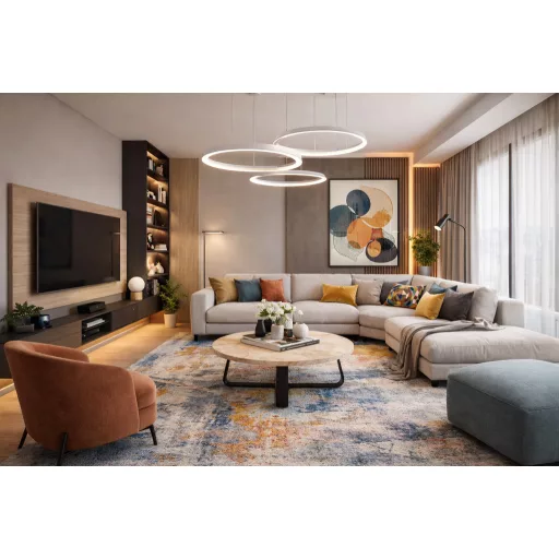 Kerek dohányzóasztal márványkő lappal – modern design asztal fekete fém vázzal