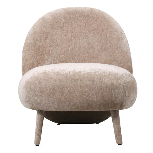 Világos bézs lounge fotel lekerekített háttámlával – modern design karosszék
