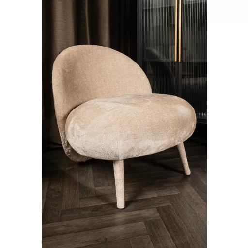 Világos bézs lounge fotel lekerekített háttámlával – modern design karosszék