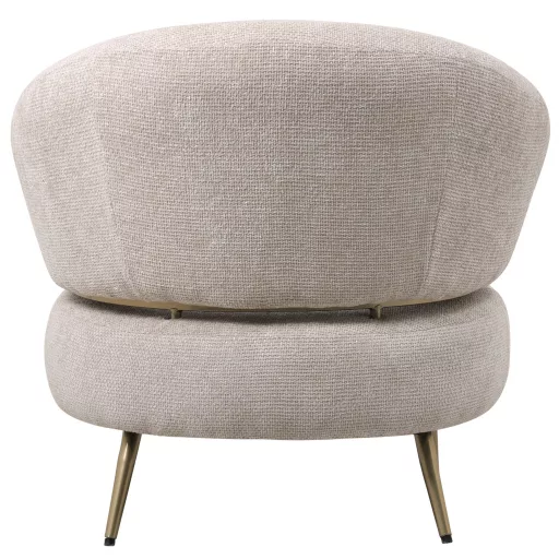Modern bézs lounge fotel arany fém lábakkal – design kárpitozott fotel nappaliba és hálószobába