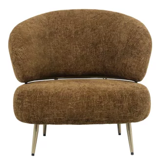   Modern barna design lounge fotel arany fém lábakkal – elegáns kárpitozott fotel nappaliba