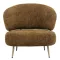 Modern barna design lounge fotel arany fém lábakkal – elegáns kárpitozott fotel nappaliba