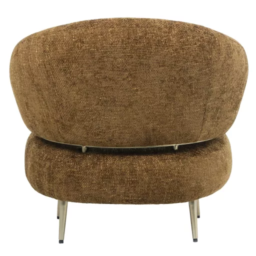 Modern barna design lounge fotel arany fém lábakkal – elegáns kárpitozott fotel nappaliba