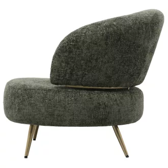   Modern zöld design fotel arany fém lábakkal – ívelt kárpitozott fotel nappaliba