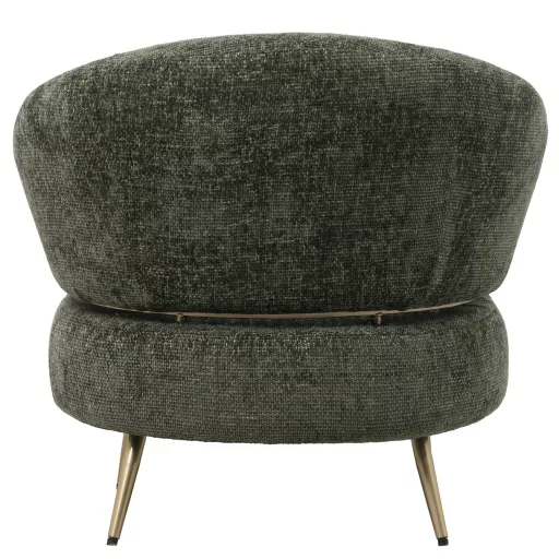 Modern zöld design fotel arany fém lábakkal – ívelt kárpitozott fotel nappaliba