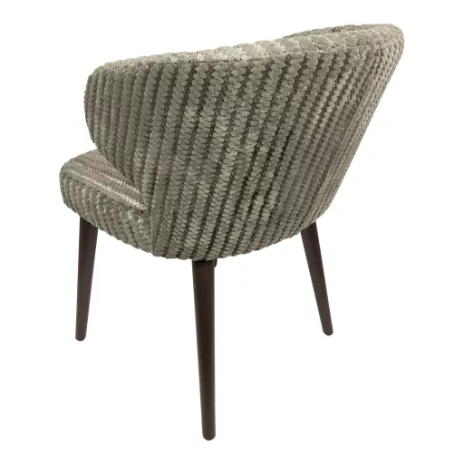 Kárpitozott design szék – Zöldes-szürke textil, fa lábakkal