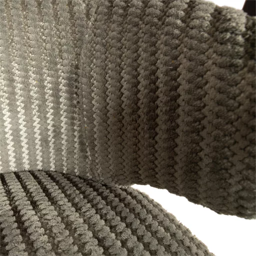 Kárpitozott design szék – Zöldes-szürke textil, fa lábakkal