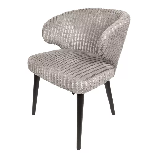 Kárpitozott design szék – Világosszürke textil, fekete lábakkal
