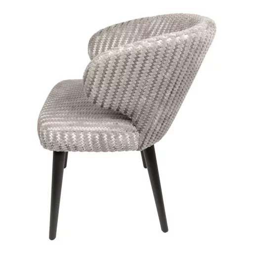 Kárpitozott design szék – Világosszürke textil, fekete lábakkal