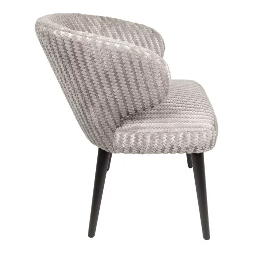 Kárpitozott design szék – Világosszürke textil, fekete lábakkal