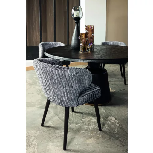Kárpitozott design szék – Taupe szín, fa lábakkal