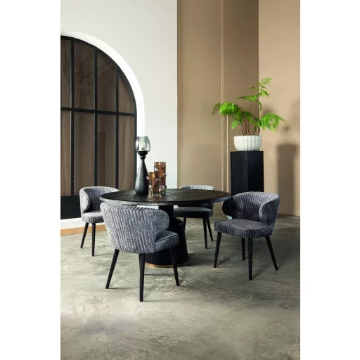 Kárpitozott design szék – Taupe szín, fa lábakkal